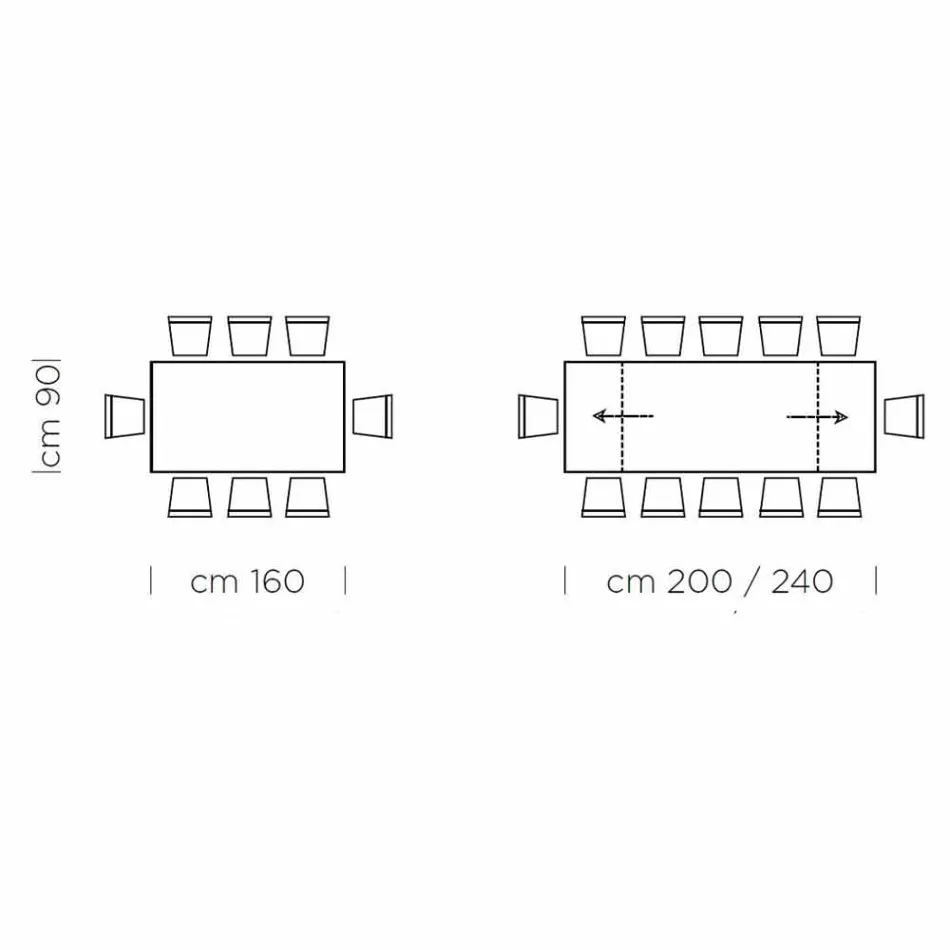 Ausziehbarer Esstisch bis 300 cm aus Laminat, hergestellt in Italien – Settimmio Viadurini