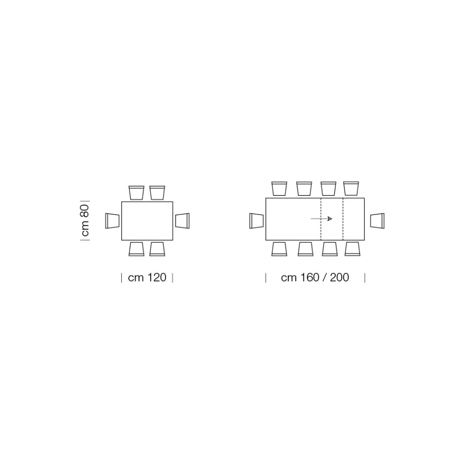 Ausziehbarer Esstisch bis 310 cm aus Melamin, hergestellt in Italien – Siebzigerjahre Viadurini