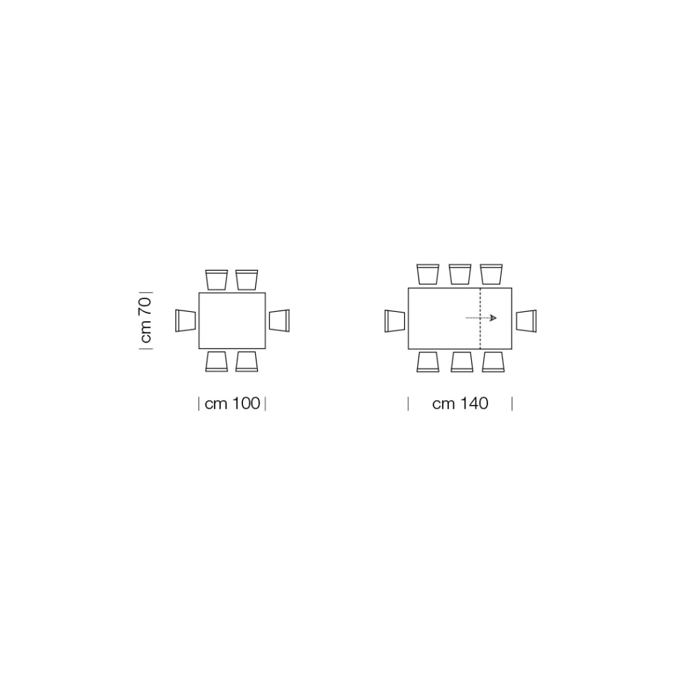 Ausziehbarer Esstisch bis 310 cm aus Melamin, hergestellt in Italien – Siebzigerjahre Viadurini