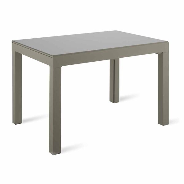 Ausziehbarer esstisch bis zu 350 cm in glas, melamin und metall - meryl