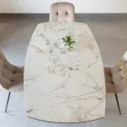 Ausziehbarer Esstisch mit Keramik- und Metallgestell – Indira Viadurini