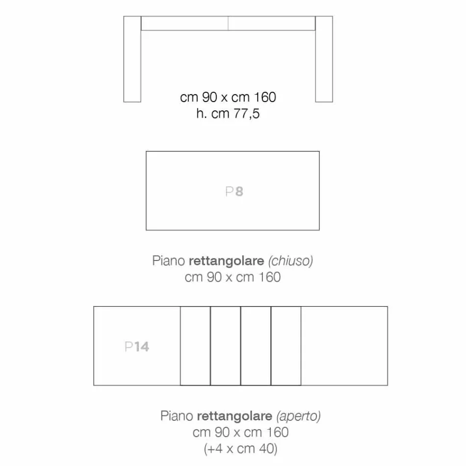 Ausziehbarer Esstisch aus Melaminholz made in Italy, Oky Viadurini