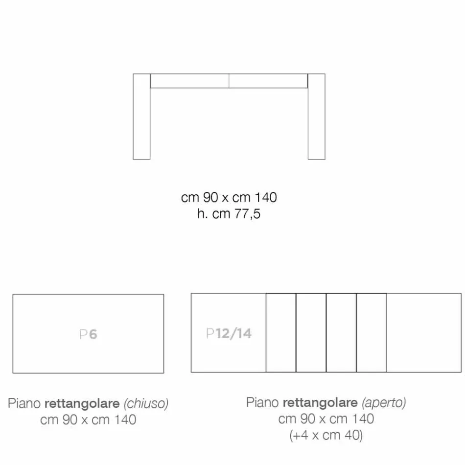 Ausziehbarer Esstisch aus Melaminholz made in Italy, Oky Viadurini