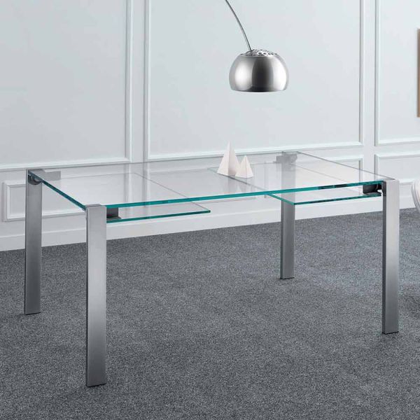 Ausziehbarer esstisch aus extraleichtem glas und metall made in italy - sopot