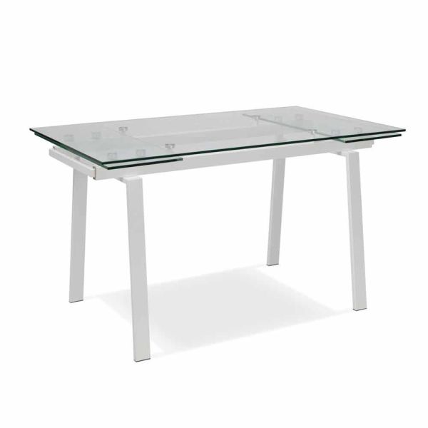 Ausziehbarer esstisch aus glas, l 140 / 200x p 80 cm - nardo