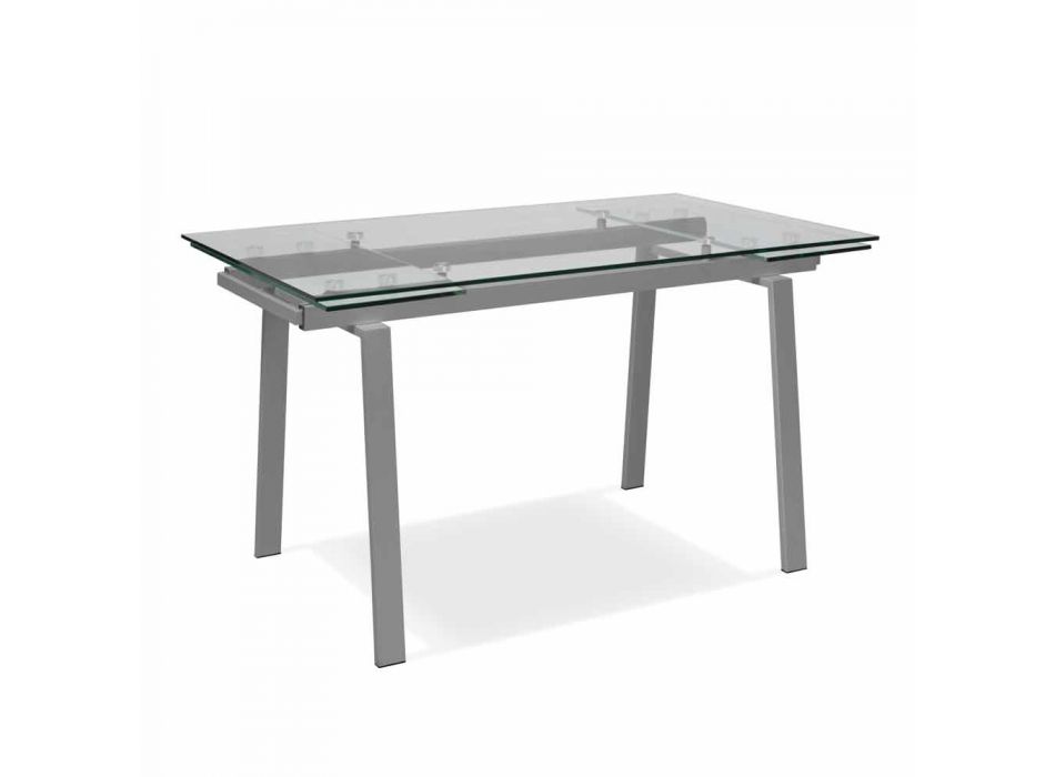 Moderner ausziehbarer Glasesstisch, L140 / 200x P80 cm, Nardo Viadurini