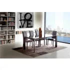 Ausziehbarer Esstisch, Platte aus gehärtetem Glas - Faleria Viadurini