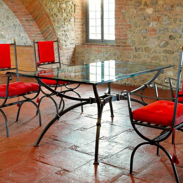 Handgefertigter esstisch mit glasplatte made in italy - principe