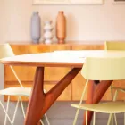 Handgefertigter Esstisch aus HPL und massivem Mahagoni Made in Italy - Eiche Viadurini