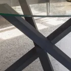 Esstisch aus massiver Buche und Platte aus gehärtetem Glas - Evergreen Viadurini
