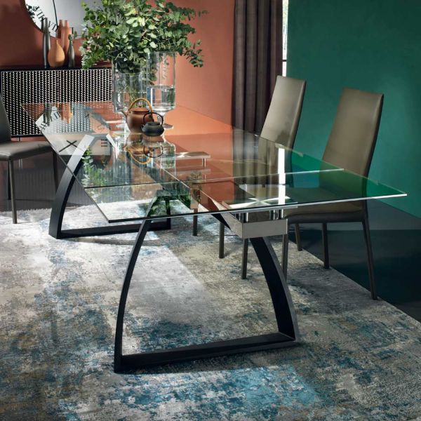Esstisch mit ausziehbarer glasplatte made in italy - antimo
