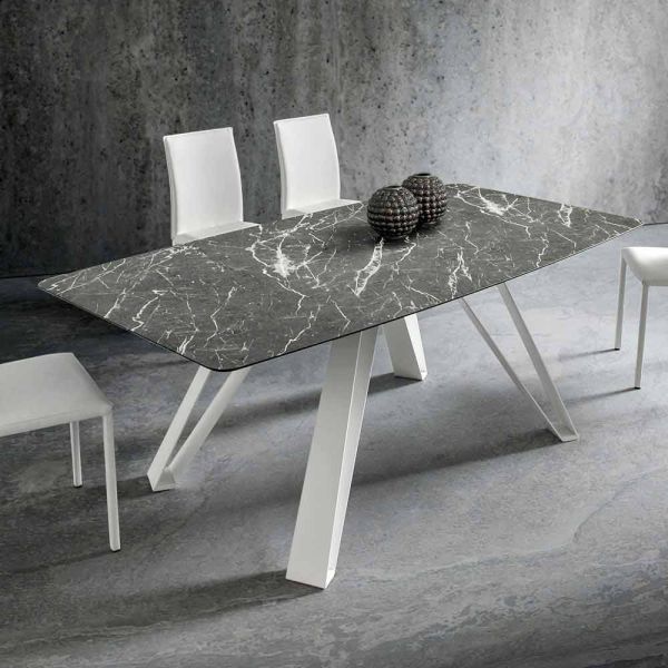 Esstisch mit hpl-platte und metallbasis made in italy - aresto