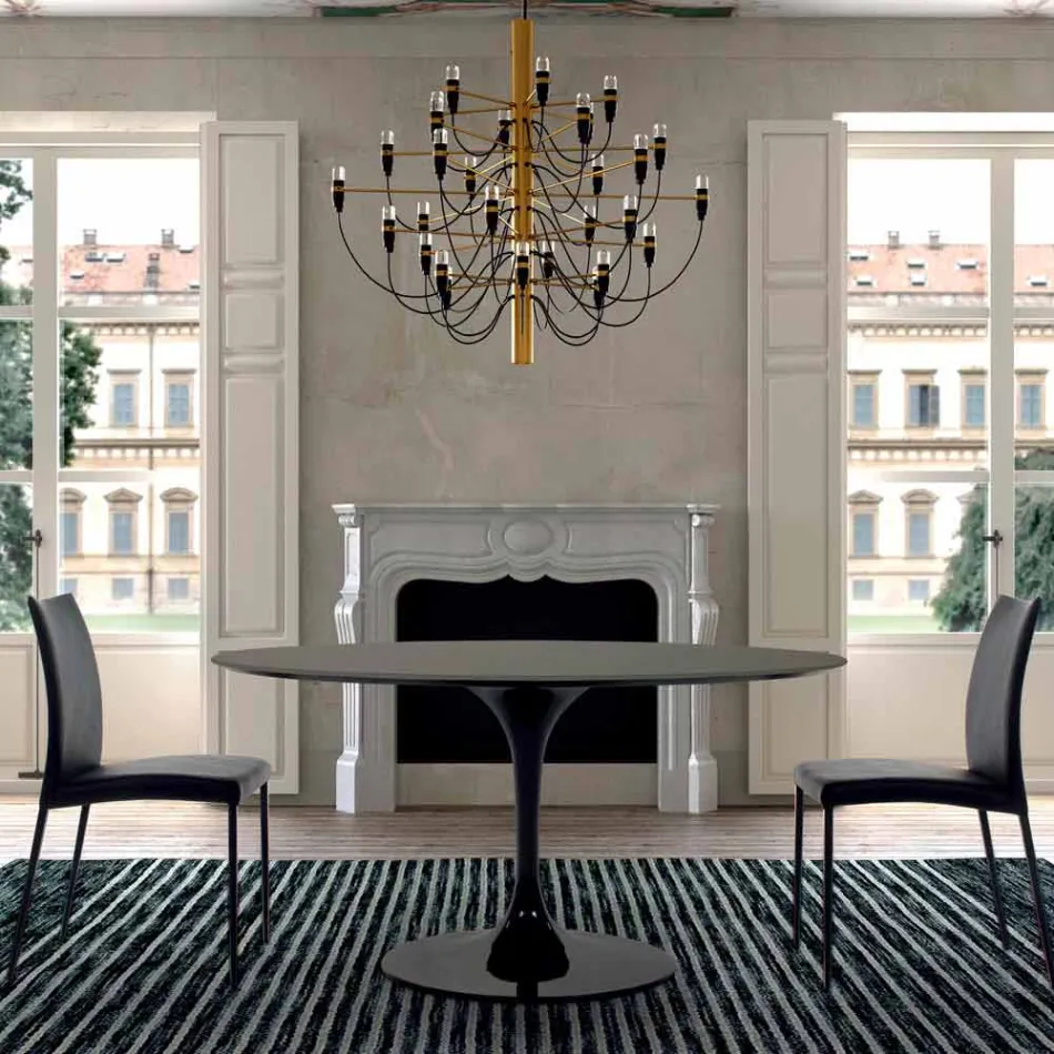 Esstisch mit runder Platte aus hochwertigem Fenix, hergestellt in Italien – Dollars Viadurini