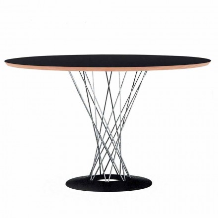 Esstisch mit runder Platte aus schwarzem Laminat Made in Italy - Plaza Viadurini
