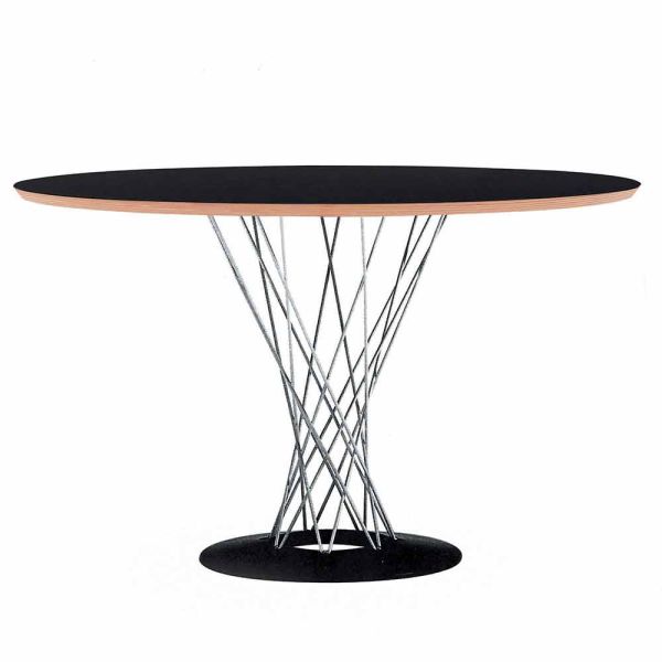 Esstisch mit runder platte aus schwarzem laminat made in italy - plaza