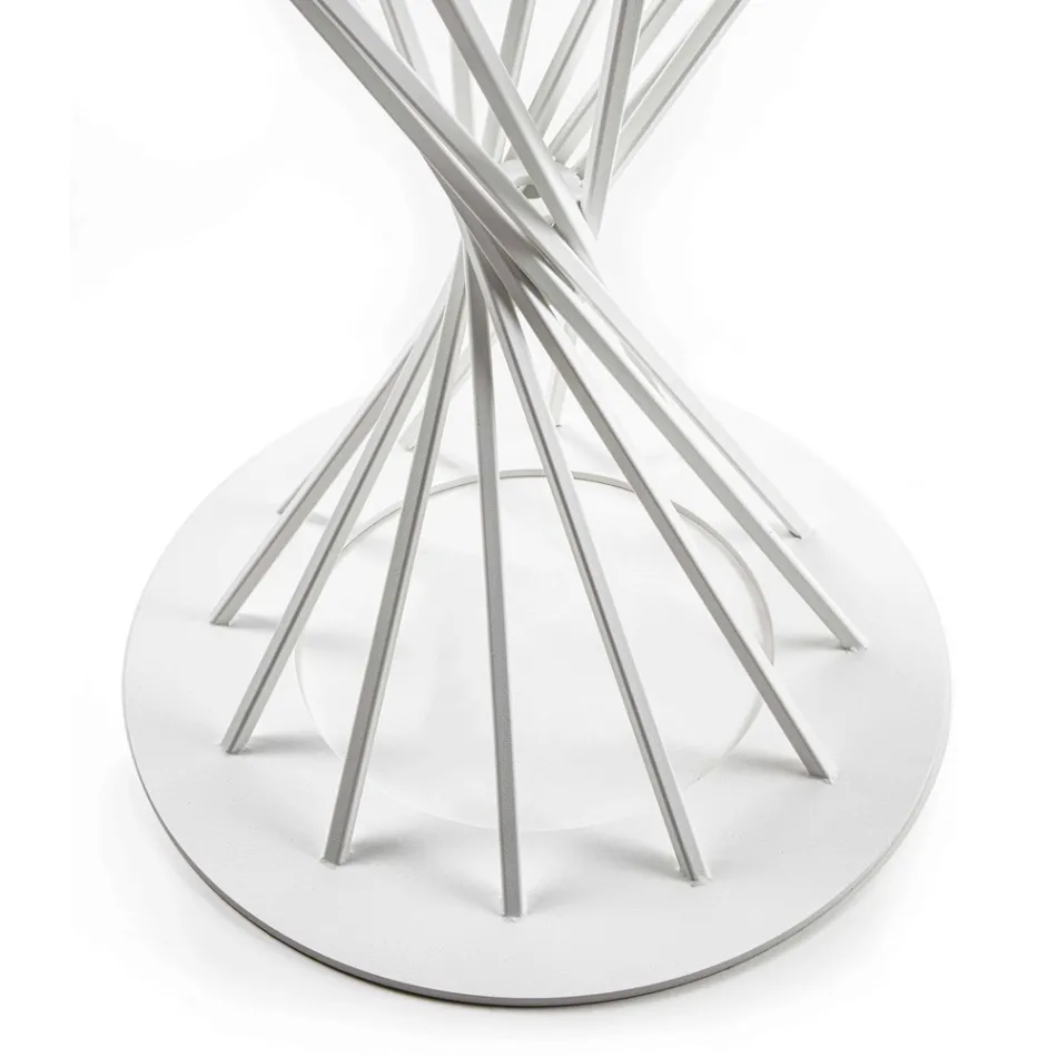 Esstisch mit runder Platte aus gehärtetem Glas und Stahlsockel - Mileto Viadurini