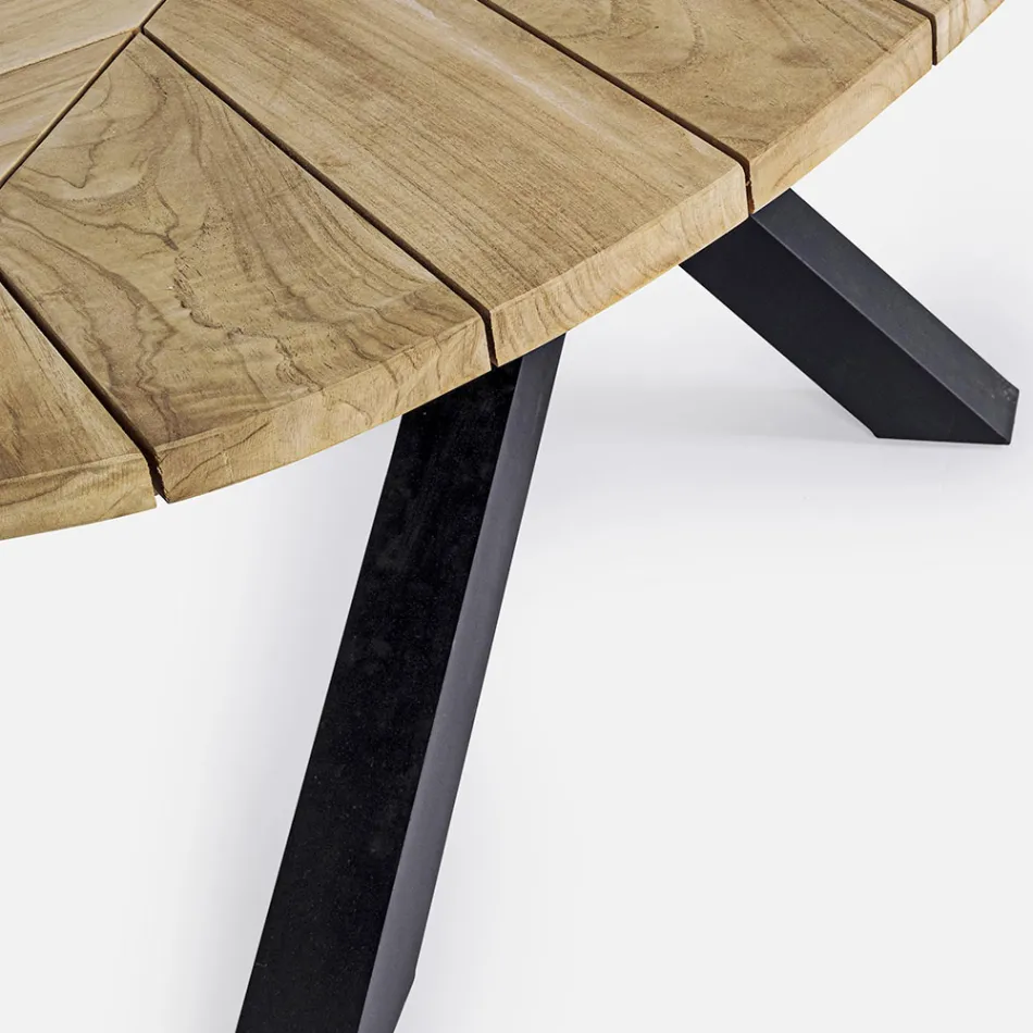 Outdoor-Esstisch mit ovaler Teakholzplatte, Homemotion – Selenia Viadurini