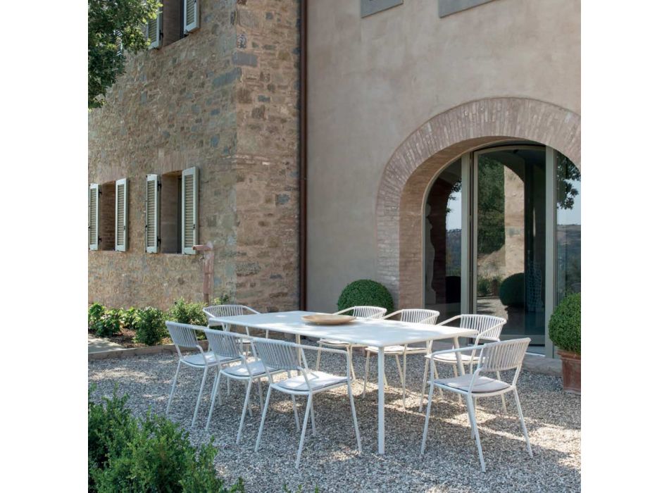 Rechteckiger Esstisch für den Außenbereich aus verzinktem Stahl Made in Italy - Elvia Viadurini