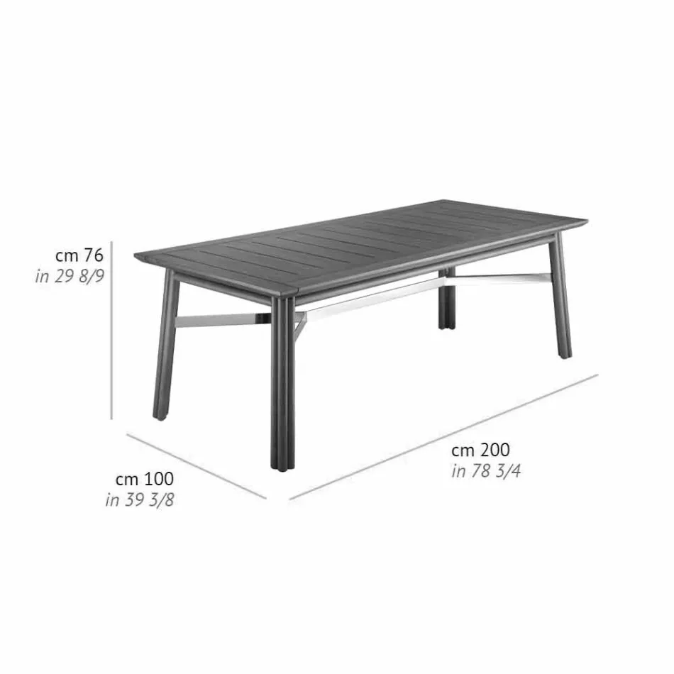 Garten Esstisch aus Natur- oder Schwarzholz, italienischer Luxus - Suzana Viadurini