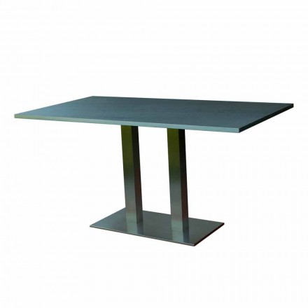 Design-Esstisch mit laminierter Steinplatte, 160x90cm, Newman Viadurini