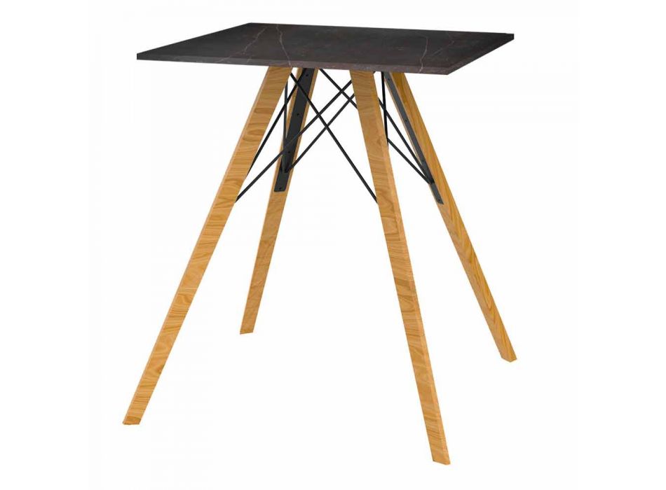 Design Esstisch aus Holz und quadratischem Dekton 4 Stück - Faz Wood von Vondom