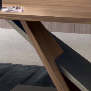 Design-Esstisch mit Metallplatte aus Nussbaum Canaletto - Zorato Wood