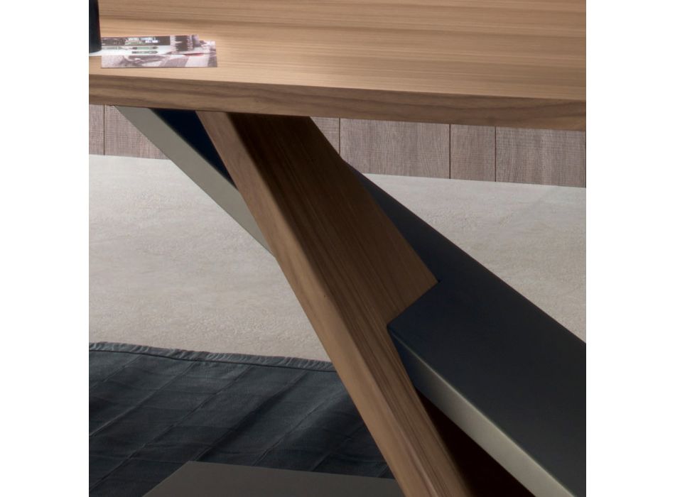 Design-Esstisch mit Metallplatte aus Nussbaum Canaletto - Zorato Wood