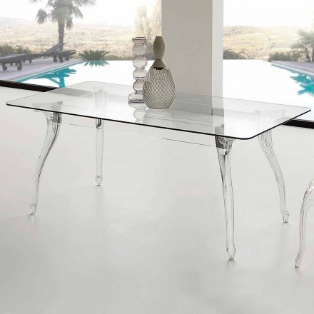 Esstisch im modernen Design mit Jinny-Platte aus gehärtetem Glas Viadurini