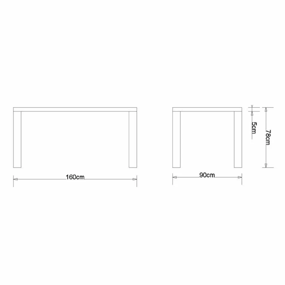 Modernes Design Esstisch in Eiche massiv, L160xP90cm, Loran Viadurini