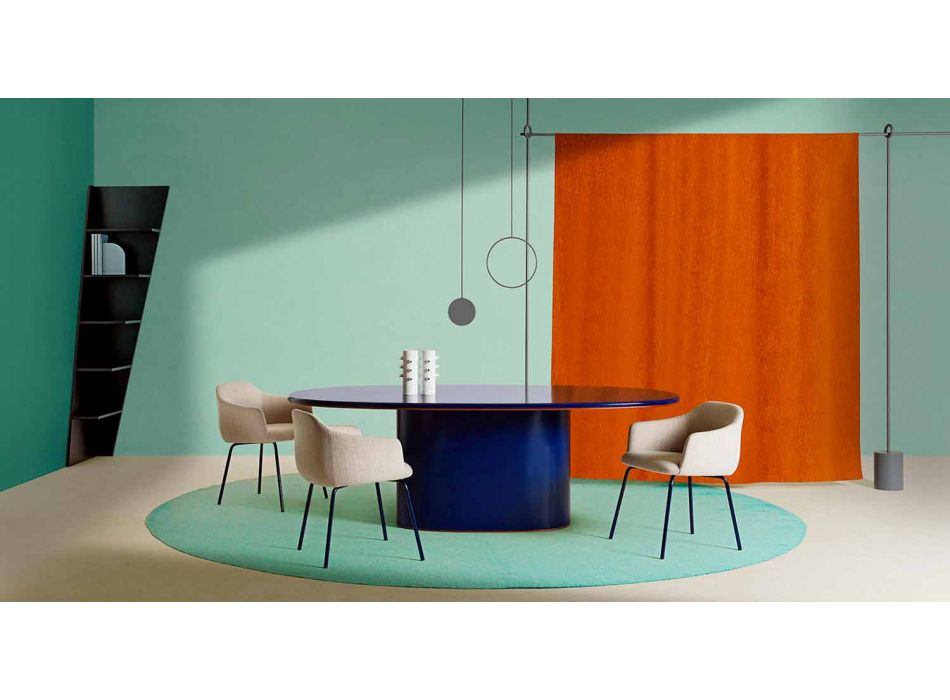 Ovaler Esstisch mit modernem Design aus blauem MDF und Kupfer Made in Italy - Oku Viadurini