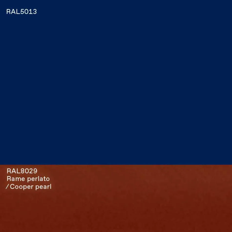 Ovaler Esstisch mit modernem Design aus blauem MDF und Kupfer Made in Italy - Oku Viadurini