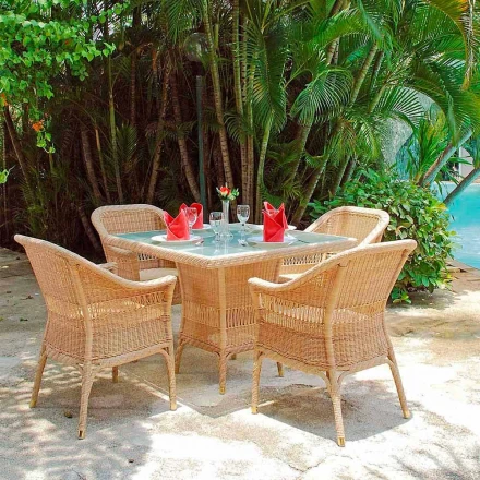 Tabelle Designer Speise Polyethylen handgewebte Tschad Viadurini