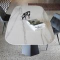 Elliptischer Esstisch aus Stahl und polierter Keramik Florim - Gelsino