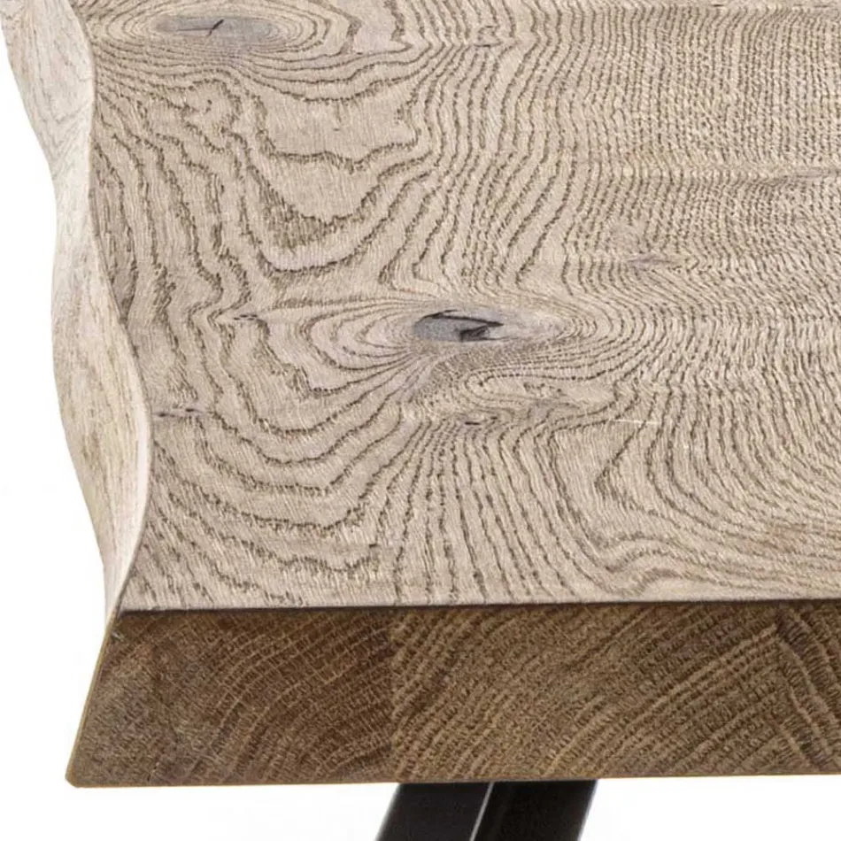 Feststehender Esstisch mit Metallgestell und Eichenfurnierplatte - Termoli Viadurini