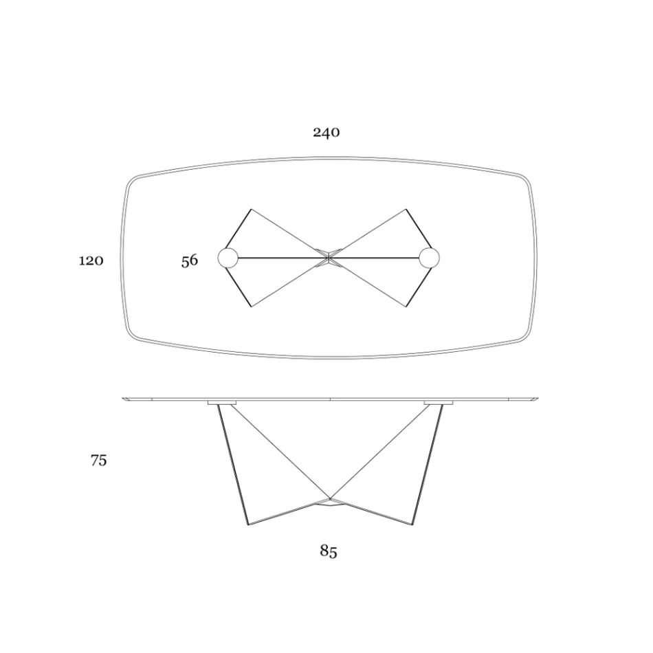 Esstisch aus 3 mm starker Keramik und Metallbasis, hergestellt in Italien – Pfingstrose Viadurini