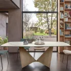 Esstisch aus 3 mm starker Keramik und Metallbasis, hergestellt in Italien – Pfingstrose Viadurini