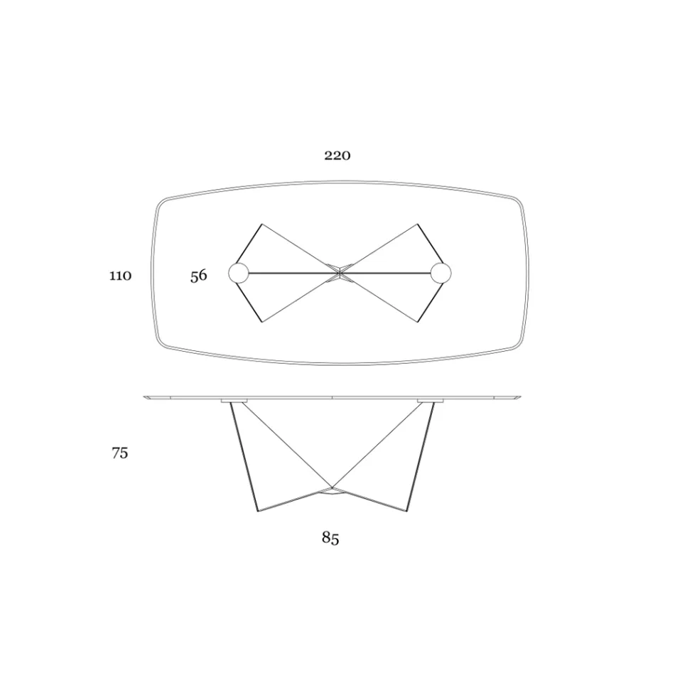 Esstisch aus 3 mm starker Keramik und Metallbasis, hergestellt in Italien – Pfingstrose Viadurini