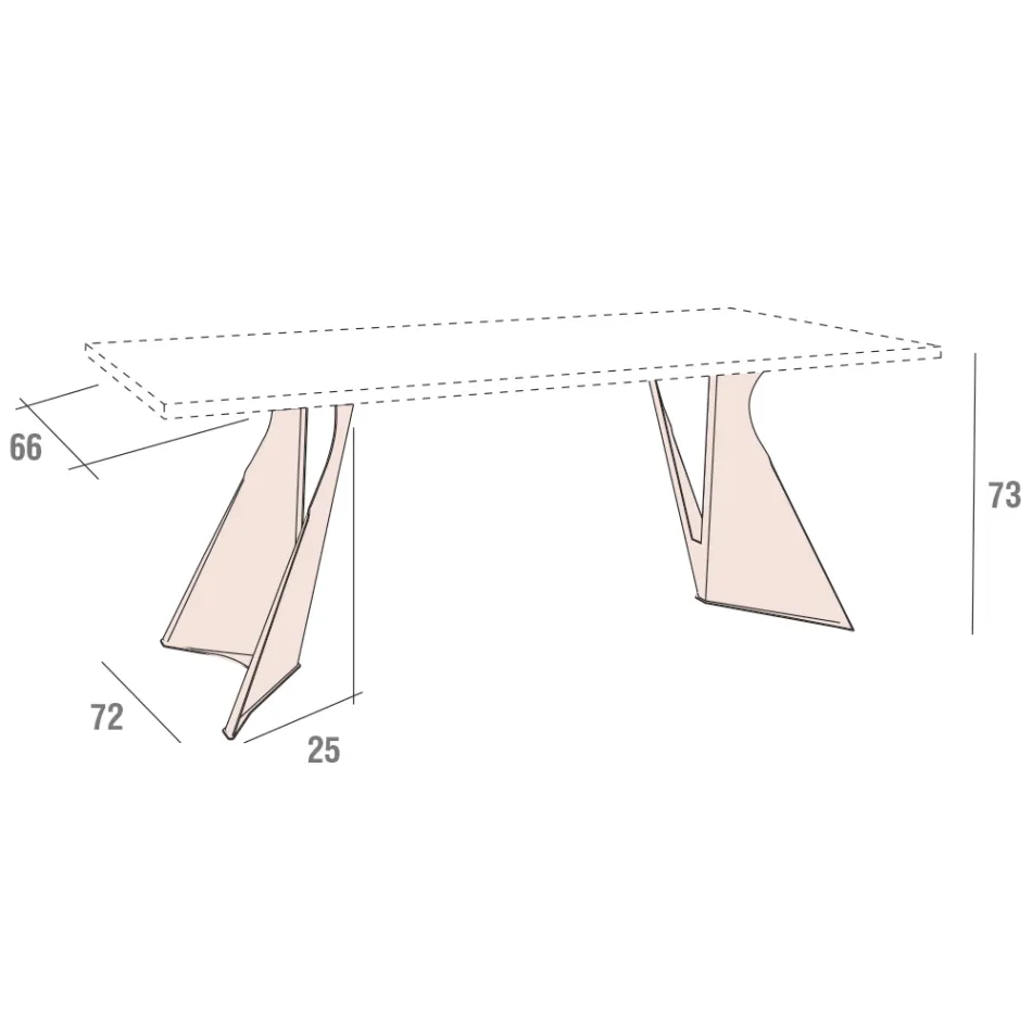 Esstisch aus Fenix und lackiertem Metall, hergestellt in Italien – Dotto Viadurini