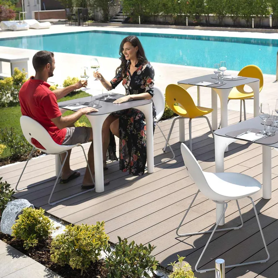 Esstisch aus HPL mit Beinen aus Polyethylen Made in Italy - Glen Viadurini