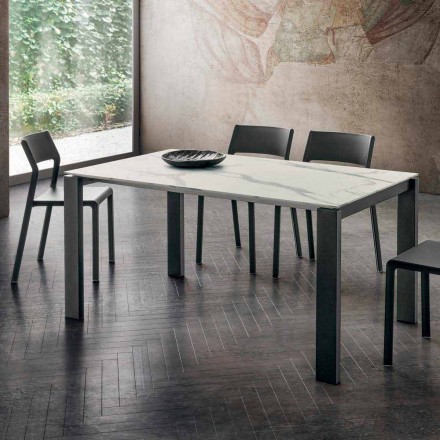 Esstisch in HPL-Marmoroptik und lackiertem Metall Made in Italy - Jupiter Viadurini