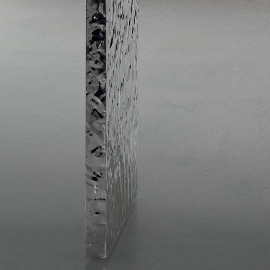 Esstisch aus Furnier und gehämmertem Stahl, hergestellt in Italien – Strappo Viadurini