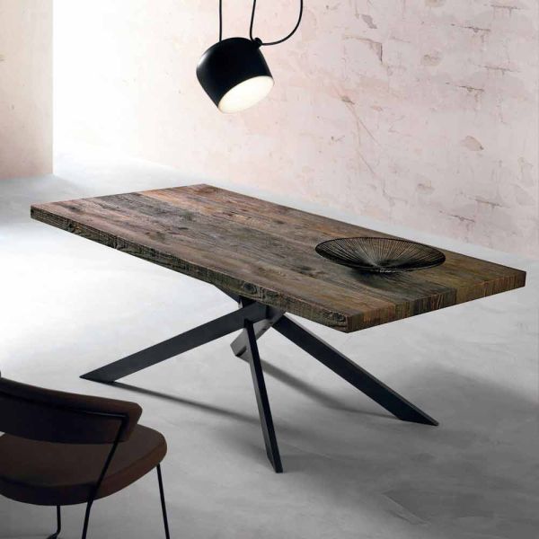 Moderner esstisch aus massivholz made in italy, oncino