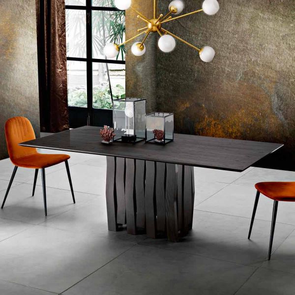 Design-esstisch aus massivholz made in italy, egisto