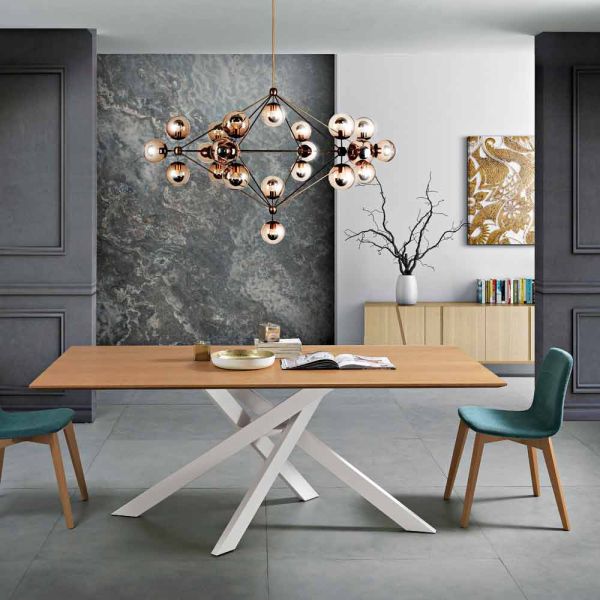 Moderner esstisch aus mdf-holz und metall, hergestellt in italien, dionigi