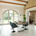 Esstisch aus recyceltem Tropenholz und Metallbeinen – Slide Viadurini