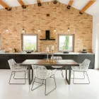 Esstisch aus recyceltem Tropenholz und Metallbeinen – Slide Viadurini