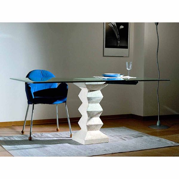 Moderner esstisch aus stein und kristall in modernem design bacco