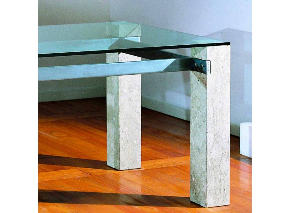 Stein Esstisch und Glas modernes Design EBEA Viadurini
