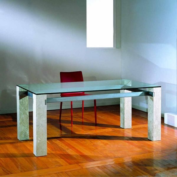 Moderner tisch aus stein und kristall ebea