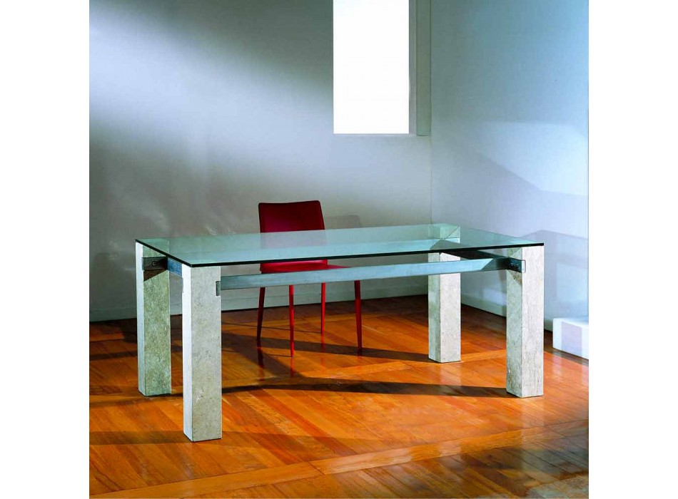 Stein Esstisch und Glas modernes Design EBEA Viadurini